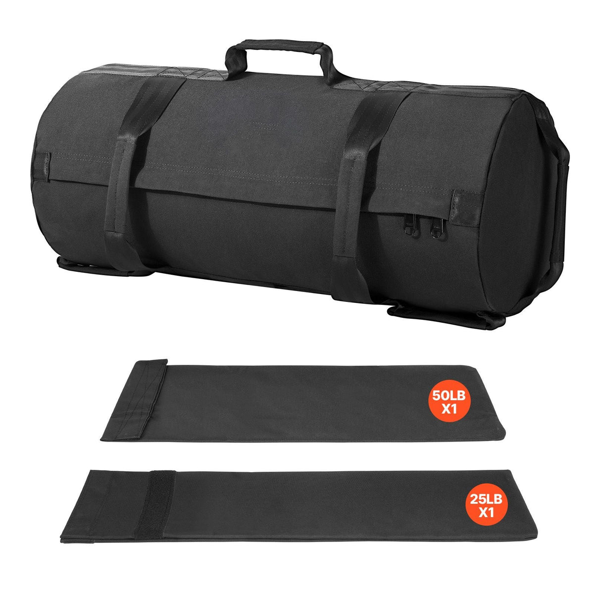 Workout Sandbag, Heavy Duty Workout Power Bags with Handles, 25-75 lbs Adjustable Slam Bag for Fitness Strength Weight Training Cross-Training, Home Gym Exercise, Black (Unfilled)