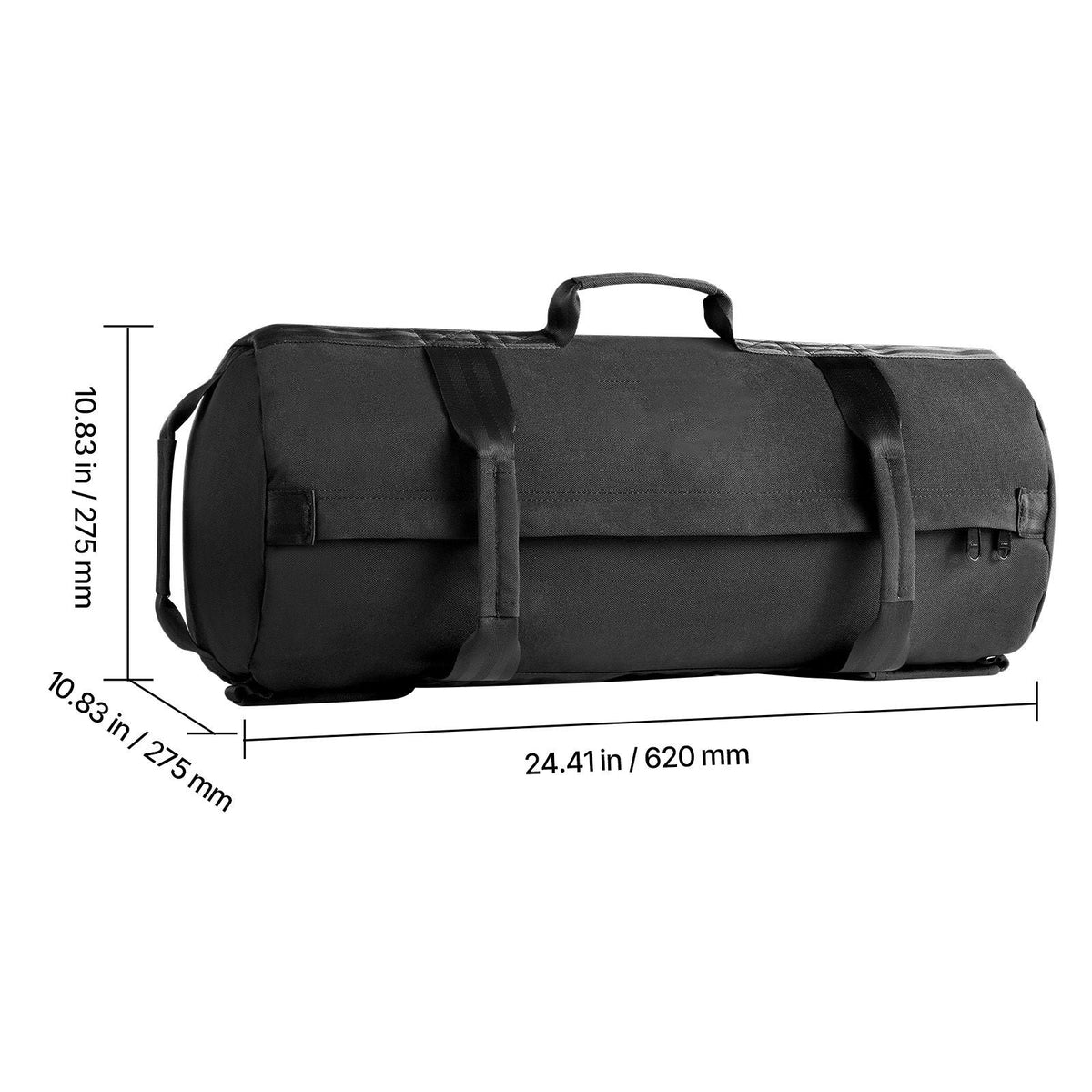 Workout Sandbag, Heavy Duty Workout Power Bags with Handles, 25-75 lbs Adjustable Slam Bag for Fitness Strength Weight Training Cross-Training, Home Gym Exercise, Black (Unfilled)