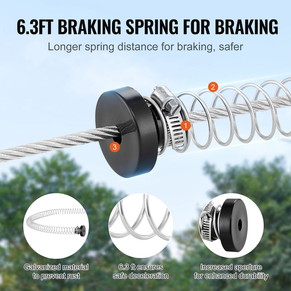 Zipline Kit for Kids and Adult, 160 ft Zip Line Kits Up to 330 lb, Backyard Outdoor Quick Setup Zipline, Playground Entertainment with Stainless Steel Zipline, Spring Brake, Safety Harness, Seat